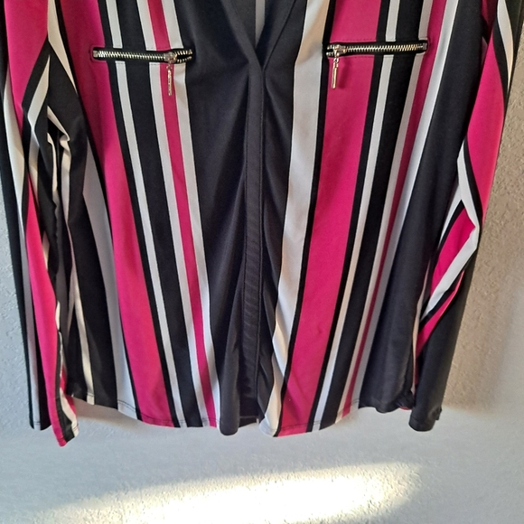 International Concepts Pink and black striped blouse - Picture 3 of 5